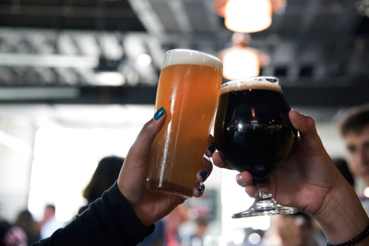 toasting beer glasses