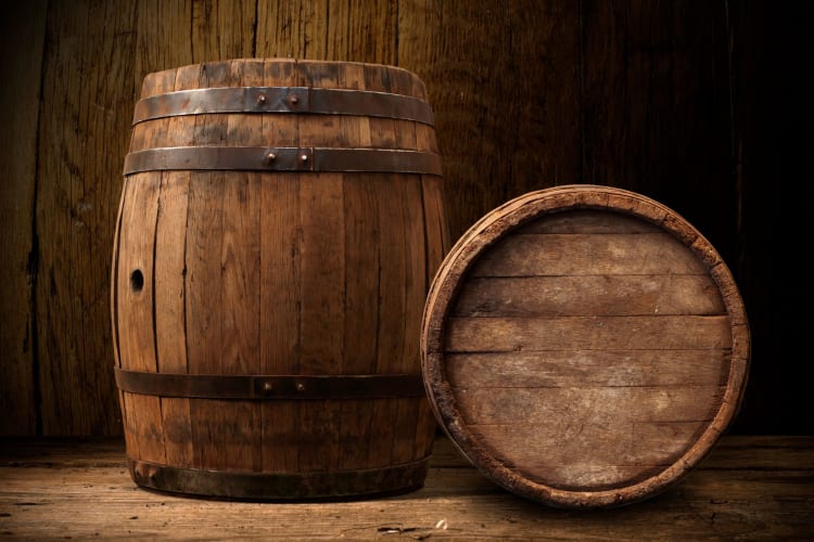 wooden barrels of beer