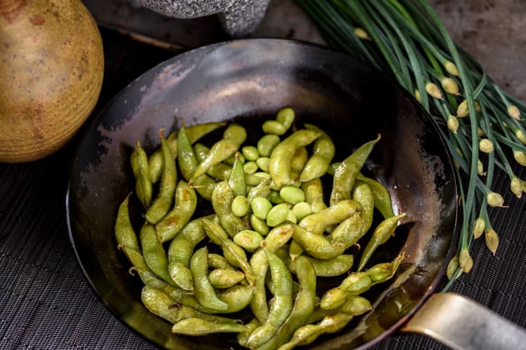 edamame in a pan