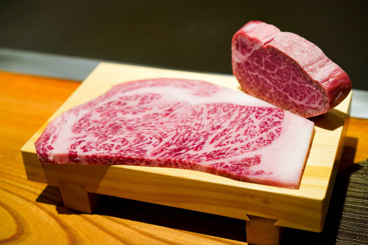 There is more marbling in wagyu vs. Angus.