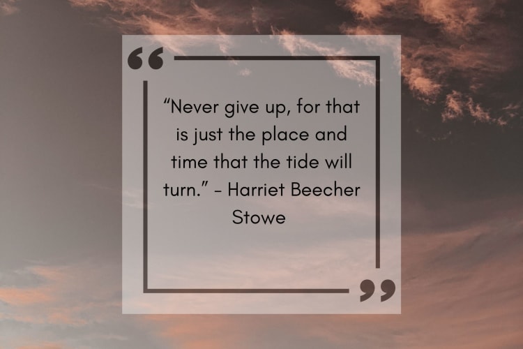 quote by Harriet Beecher Stowe on cloudy background