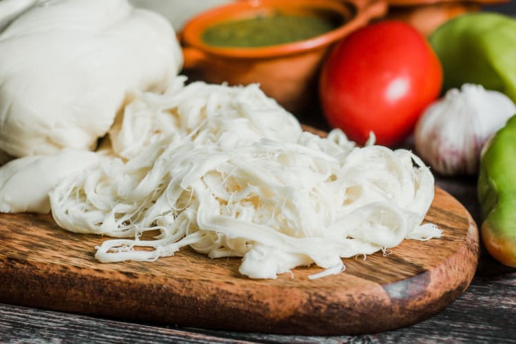 stringy Oaxaca cheese