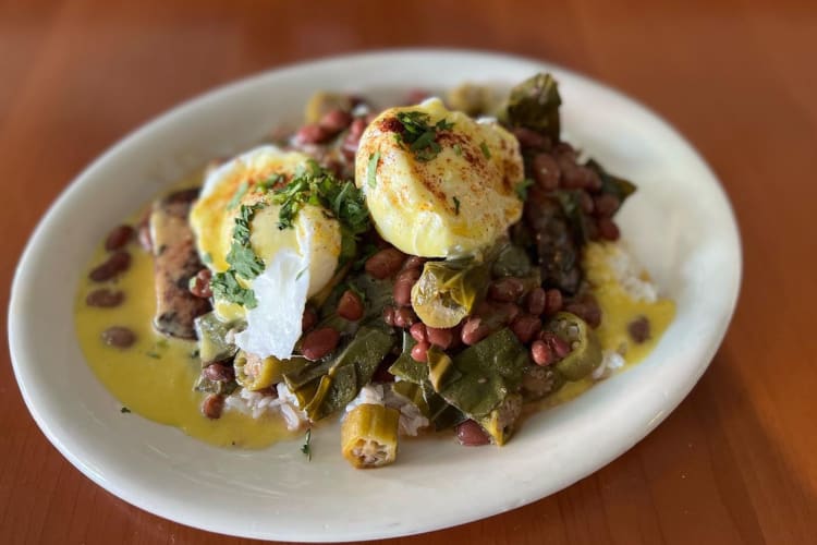 A creole Benedict breakfast dish