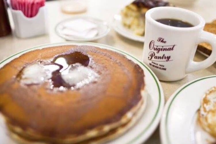 pancakes and coffee from The Original Pantry