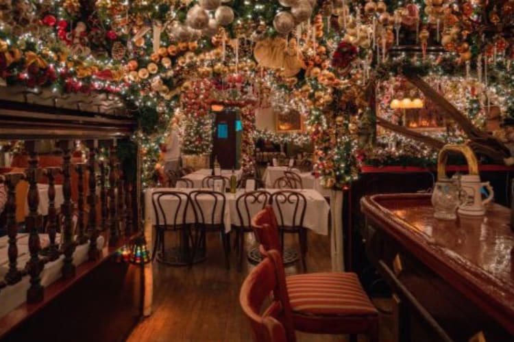 Rolf's is a fun restaurant in NYC that has Christmas year-round.