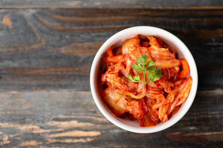 Kimchi goes great with grilled cheese.