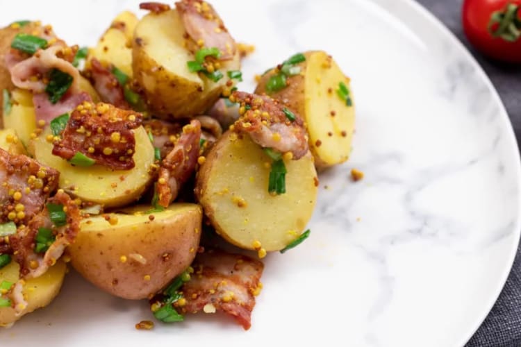 Potato salad with bacon goes great with grilled cheese