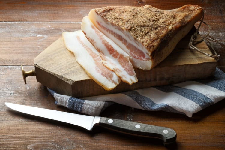 guanciale sliced