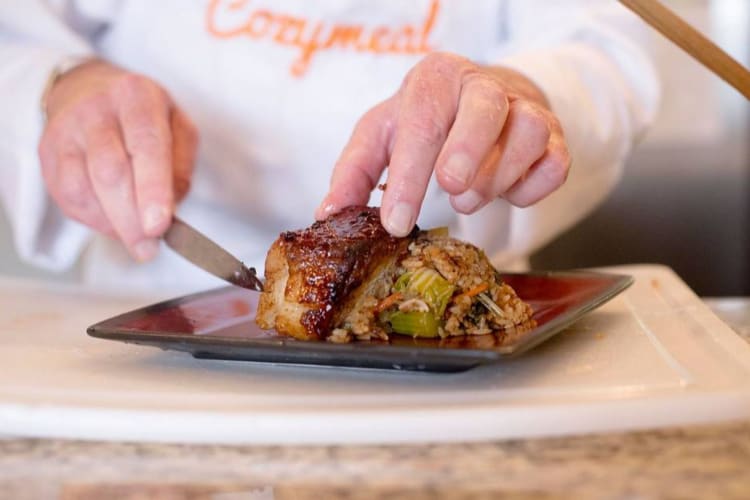 chef preparing pork