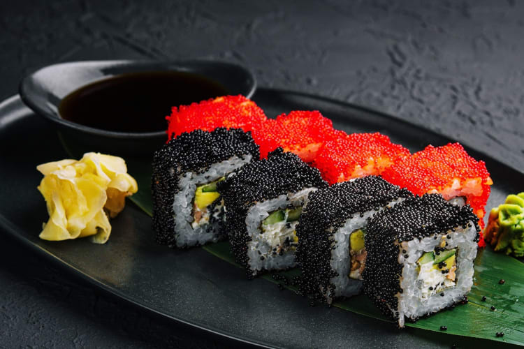 black and red tobiko