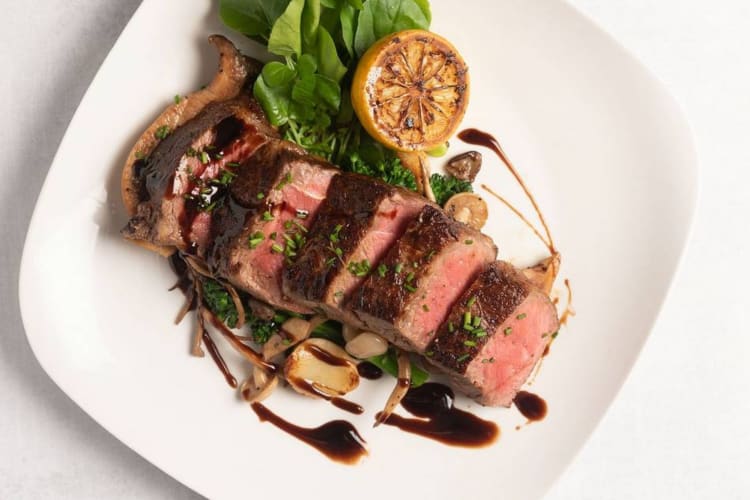 pan-seared steak with greens 