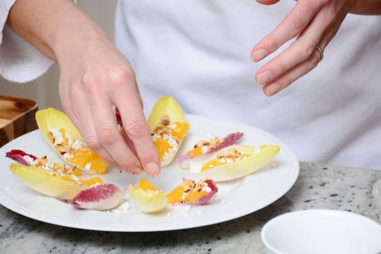 Chef preparing endive