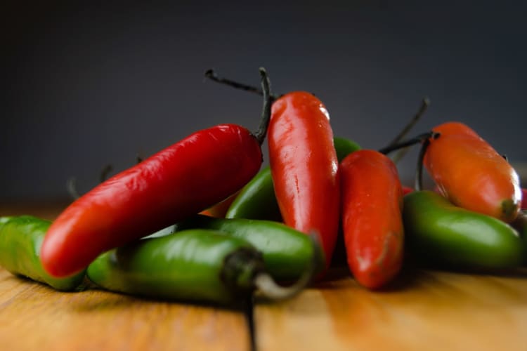 green and red serrano peppers