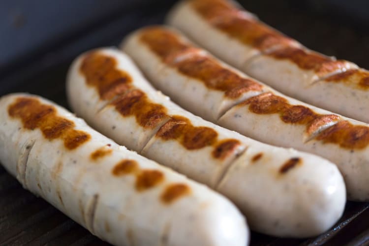 bratwurst in a pan