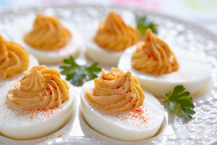 Deviled eggs are a classic Thanksgiving food.