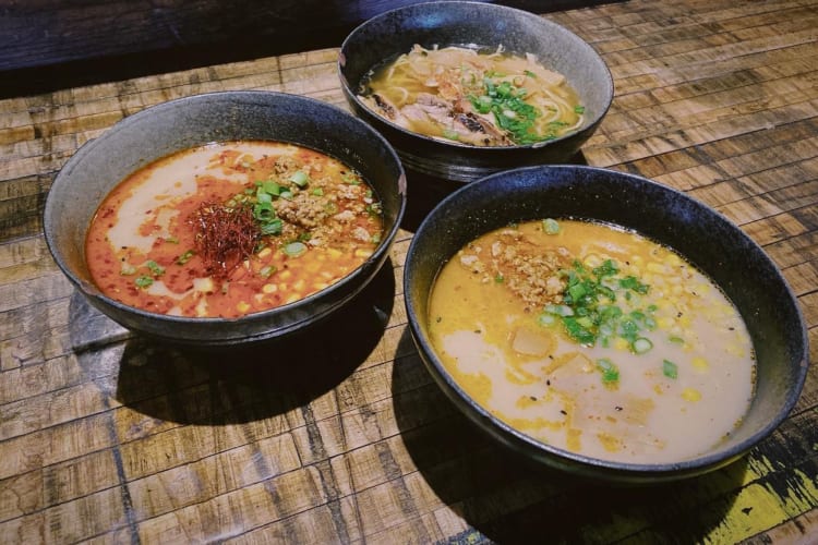 three varieties of ramen