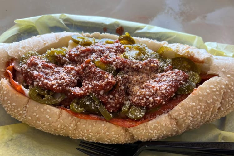 a double meatball sub sandwich