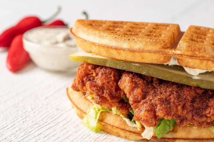 chicken and waffle sandwich