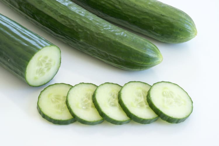 closeup of English cucumbers