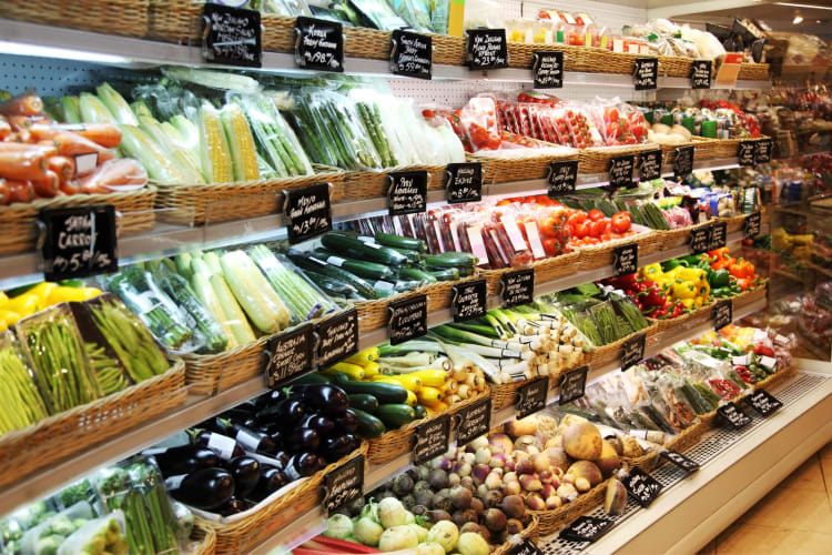 produce section of a supermarket