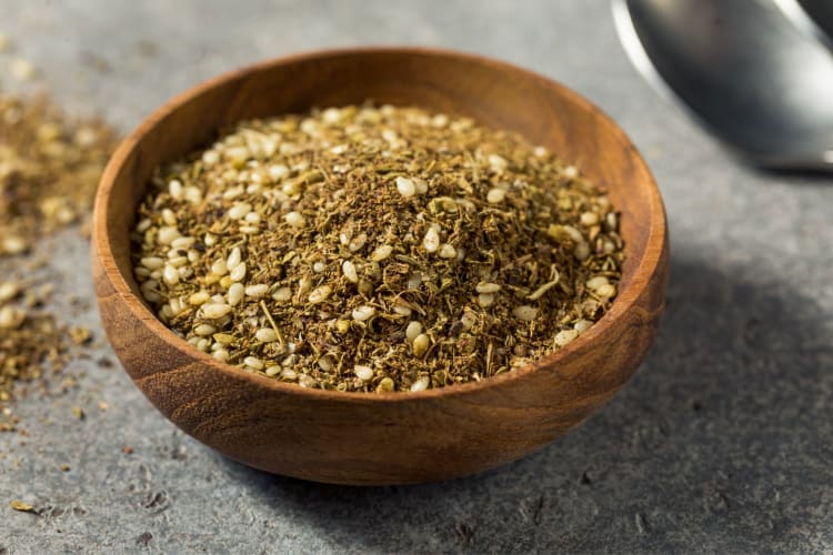 Zaatar in a wooden bowl