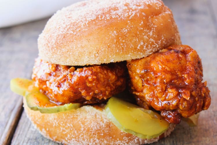 a chicken doughnut sandwich