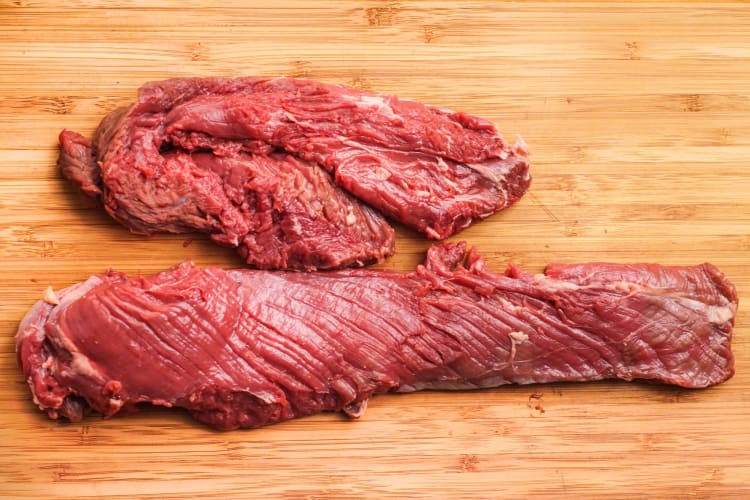 hanger steak after being trimmed by the butcher