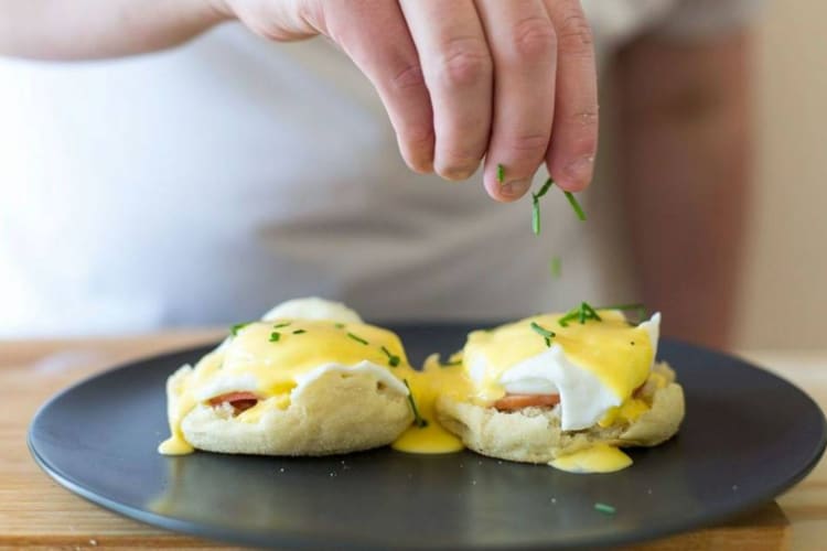 Eggs Benedict is a famous type of cooked egg dish.