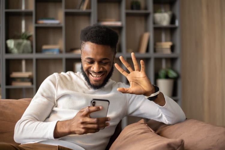 man chatting on phone