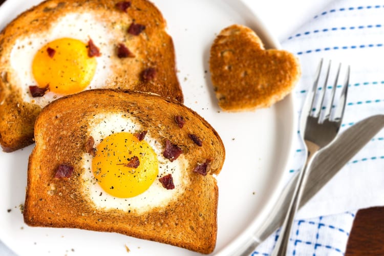 Egg in a hole is a fun type of cooked egg.