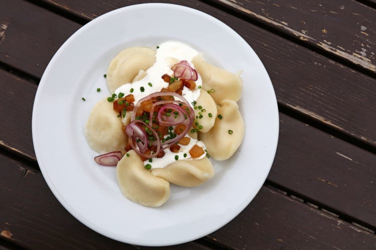 pierogies with sour cream