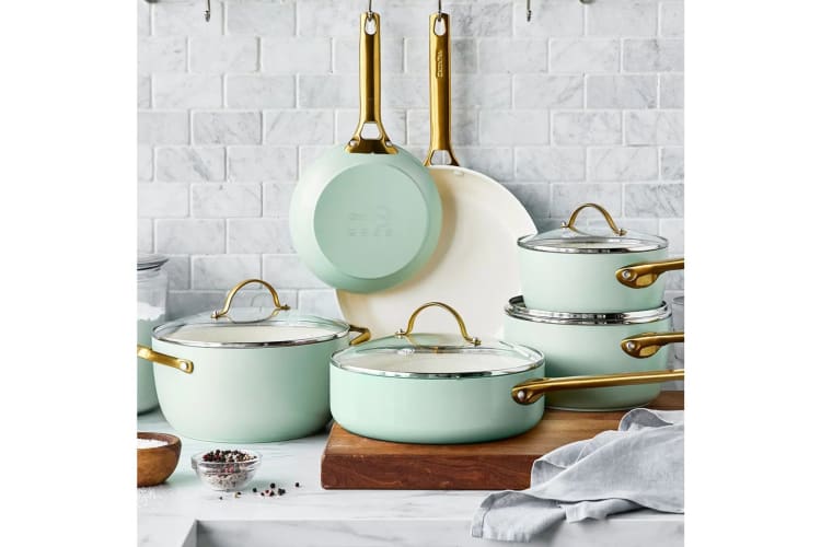 GreenPan Reserve Ceramic Nonstick 10 Pc Cookware Set - Green