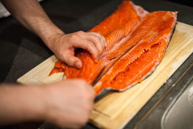 deboning a salmon