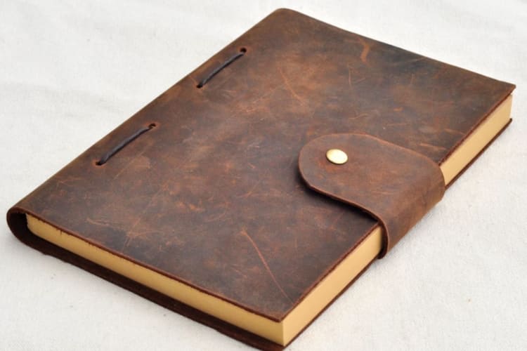 a leather notebook