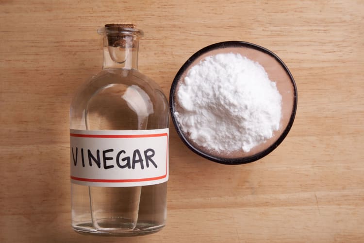 baking soda and a bottle of vinegar