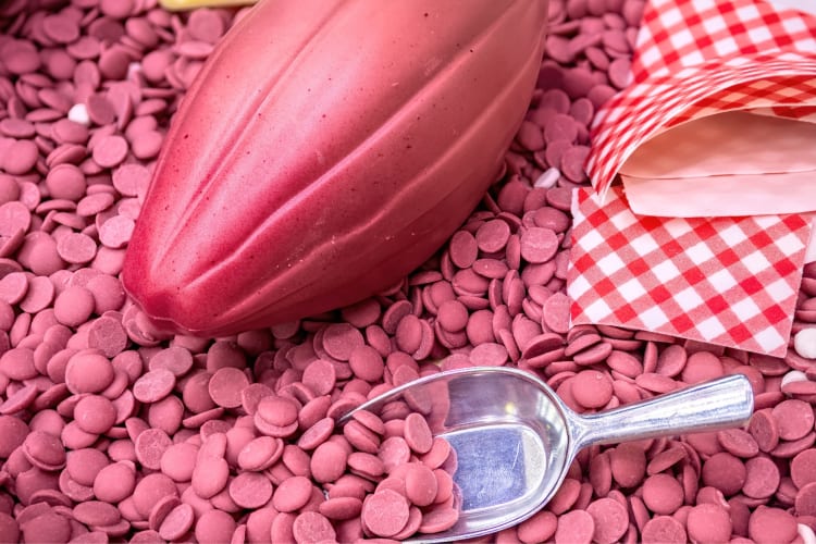 A scoop in ruby chocolate chips