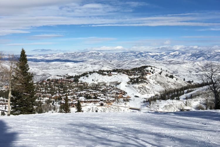 A view of a snow-covered mountain range