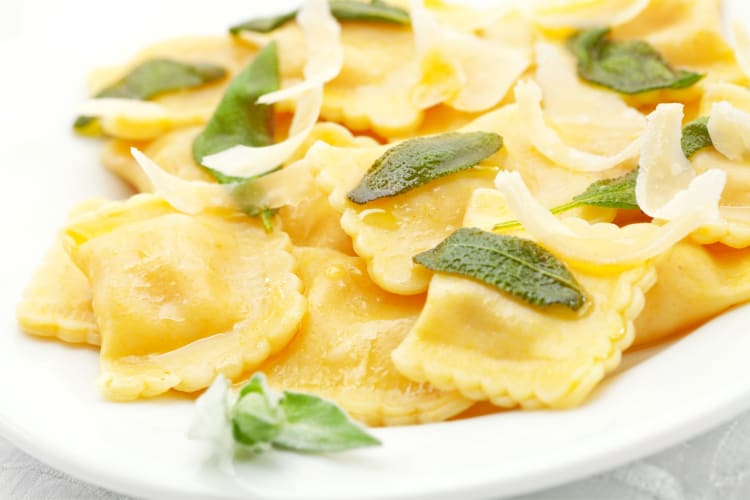 Ravioli with sage leaves
