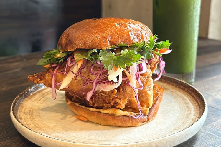 Spicy chicken sandwich from Saigon Social, a restaurant on the Lower East Side of NYC
