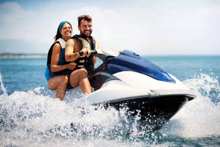 A couple on a jet ski