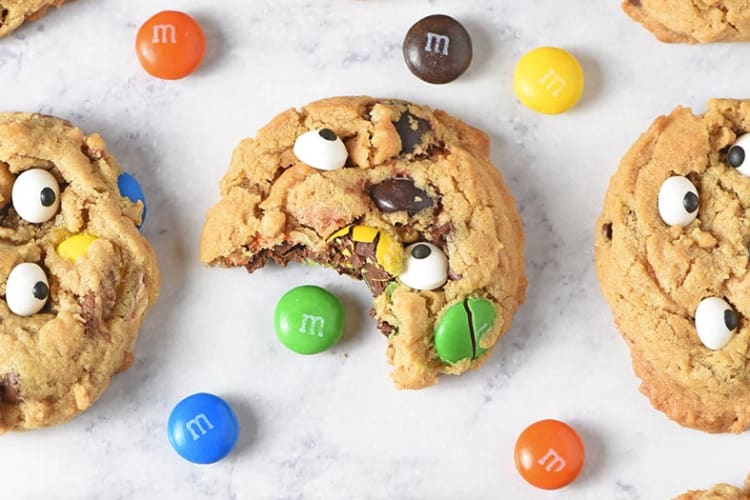 soft and chewy monster cookies are a fun and festive halloween dessert