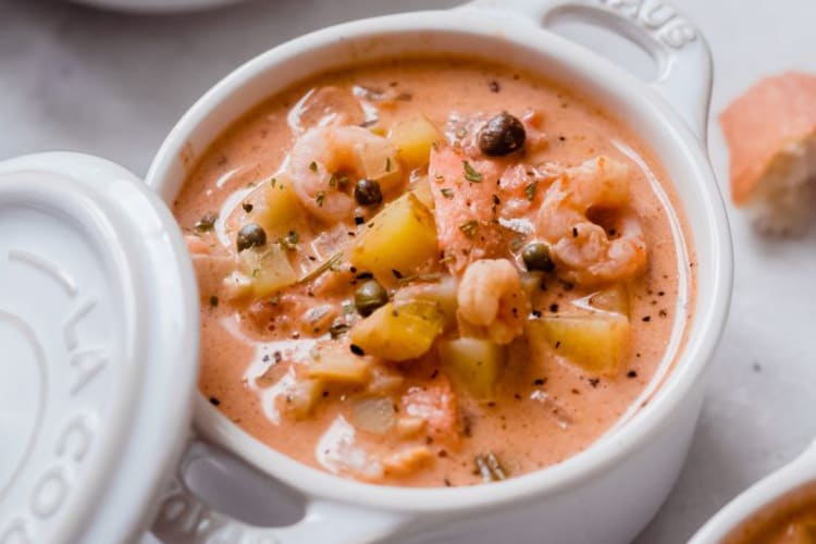 seattle style smoked salmon chowder is smoky, briny and rich