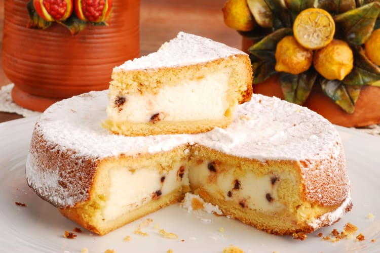 A cake with cream filling