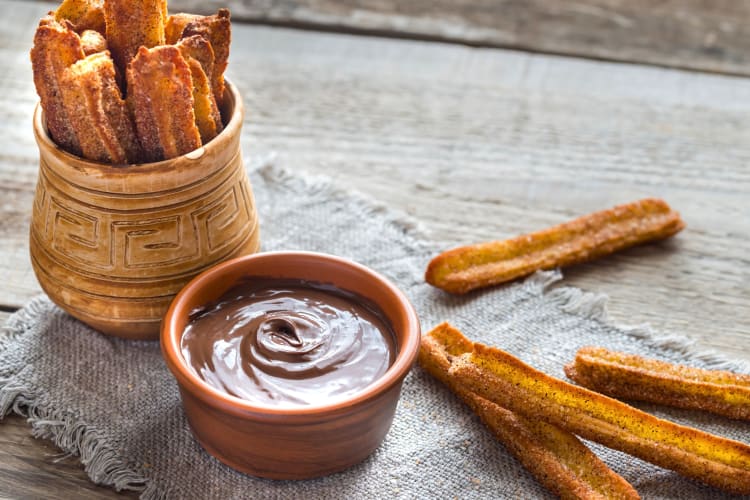 Churros and a chocolate dipping sauce