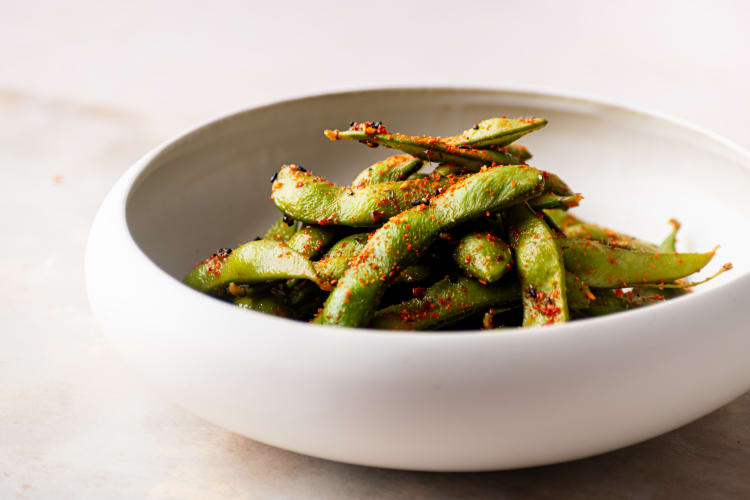 spicy edamame is an addictively simple vegan appetizer