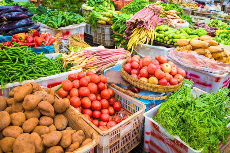 Fresh, organic vegetables at a farmer's market
