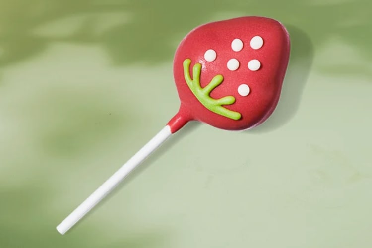 A red strawberry cake pop
