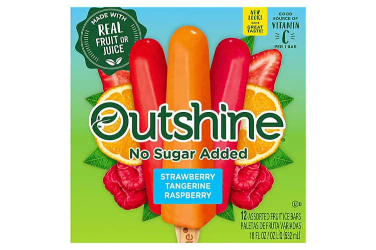 A box of Outshine No Sugar Added Frozen Fruit Pops