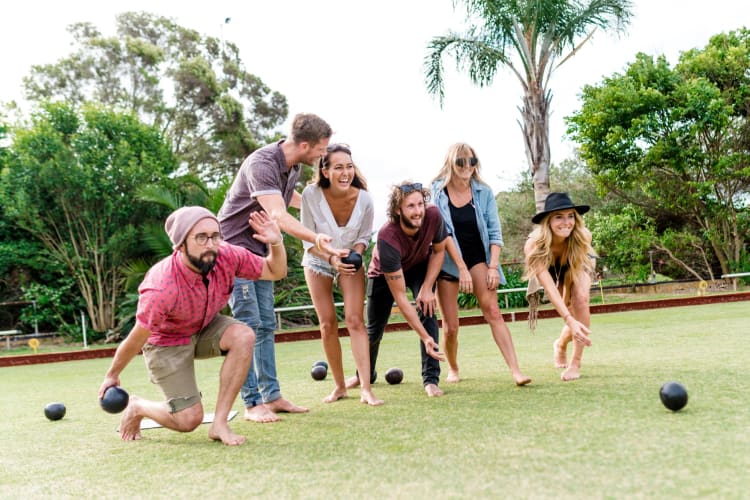 People playing lawn games