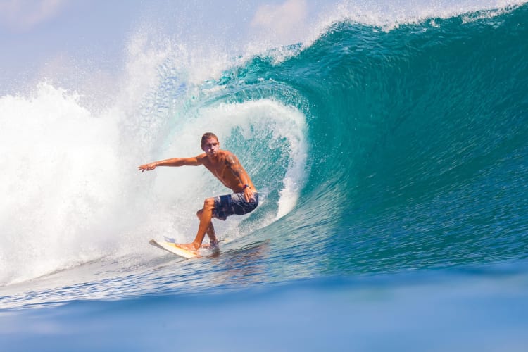 A person surfing